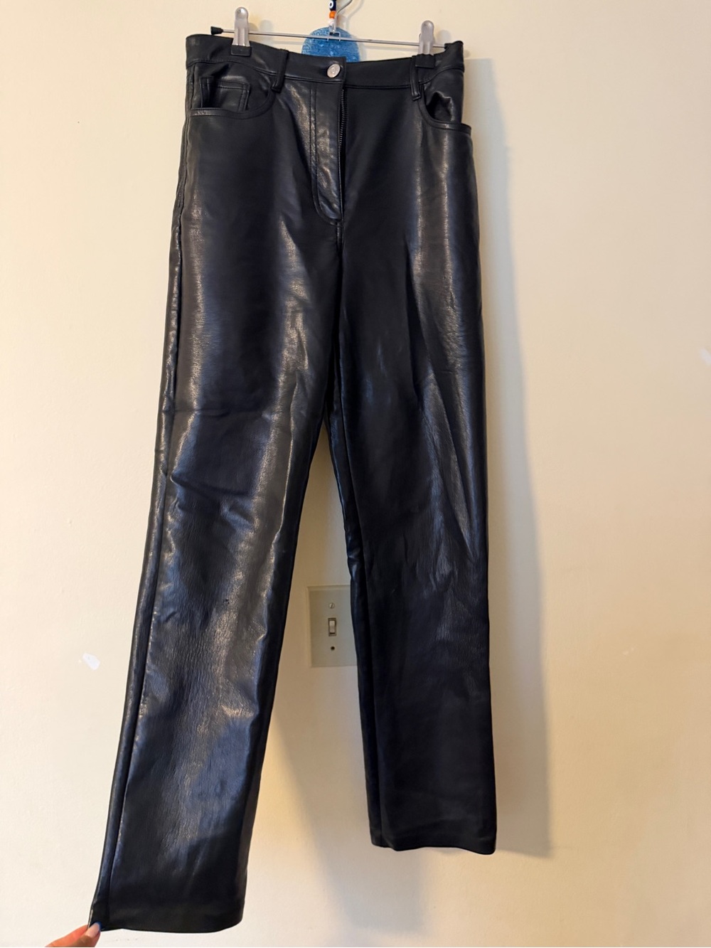 Wilfred Black Faux Leather Straight-Leg Pants